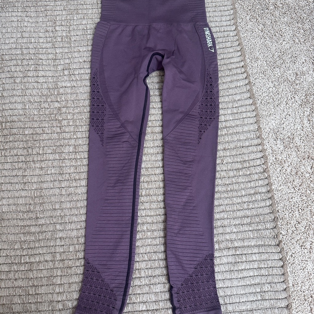 Dark purple gym shark leggings